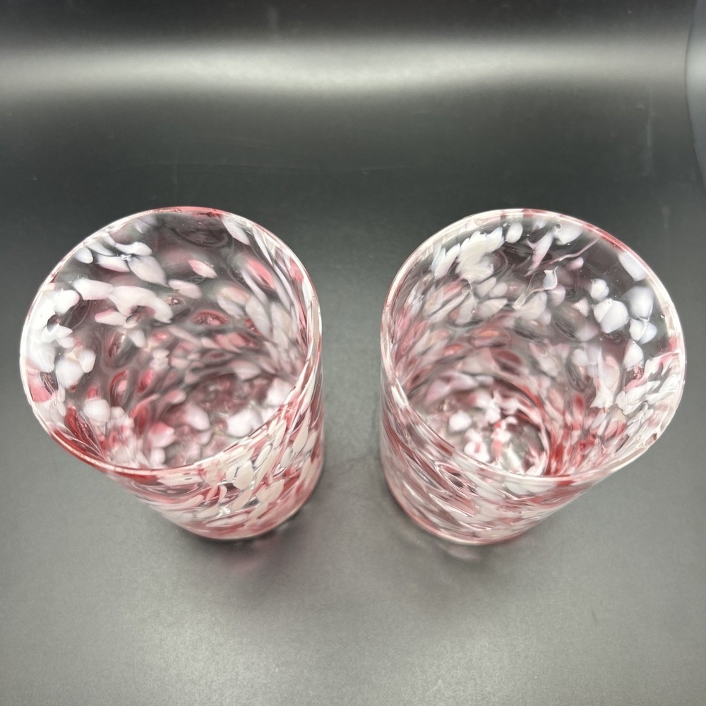 EAPG EARLY GLASS NORTHWOOD SPATTER AND COIN DOT TUMBLER Set Of 2. Pink and White - Picture 2 of 6